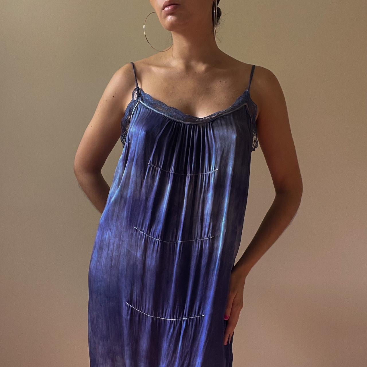 Vintage Hand Dyed Silk Slip Purple Dress