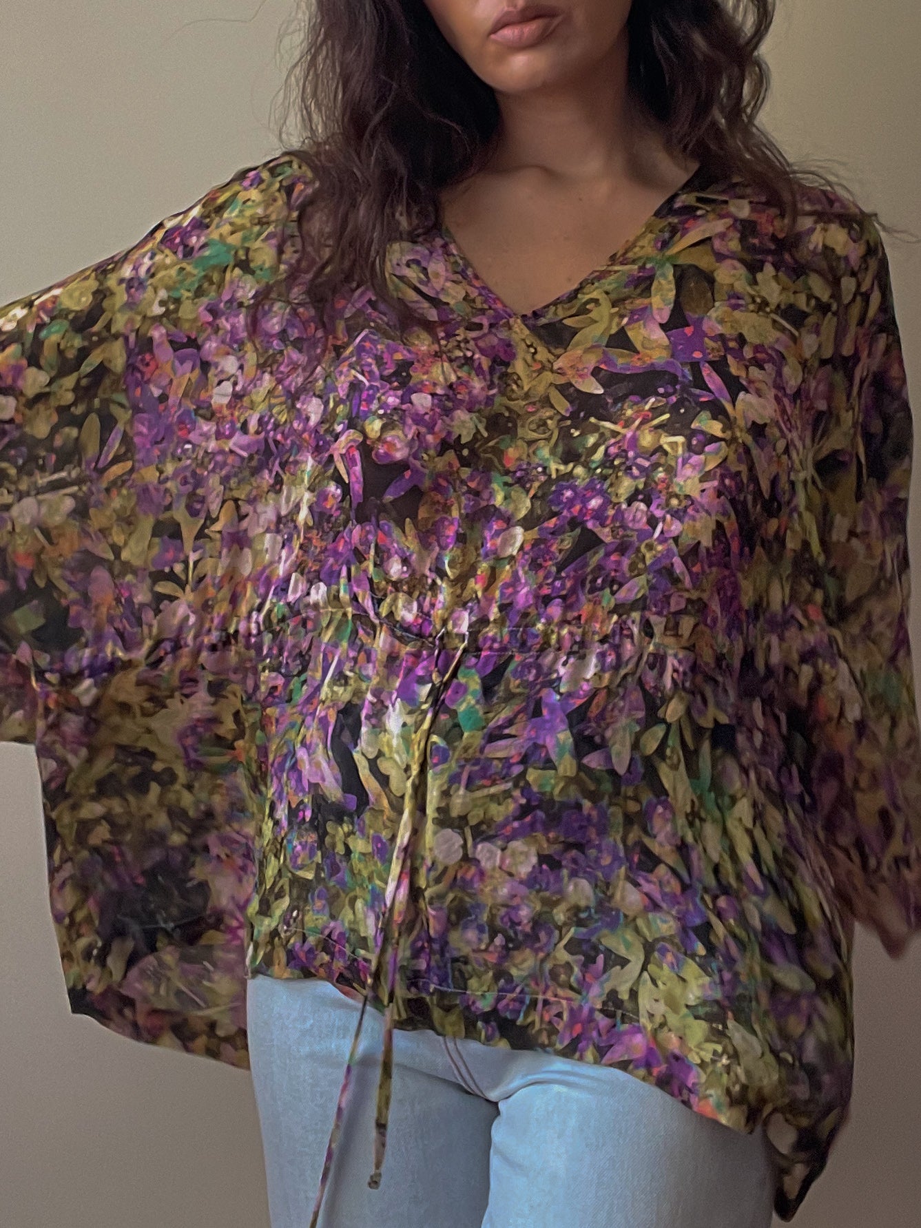 Preloved Designer Roberto Cavalli Silk Multicolor Boho Top