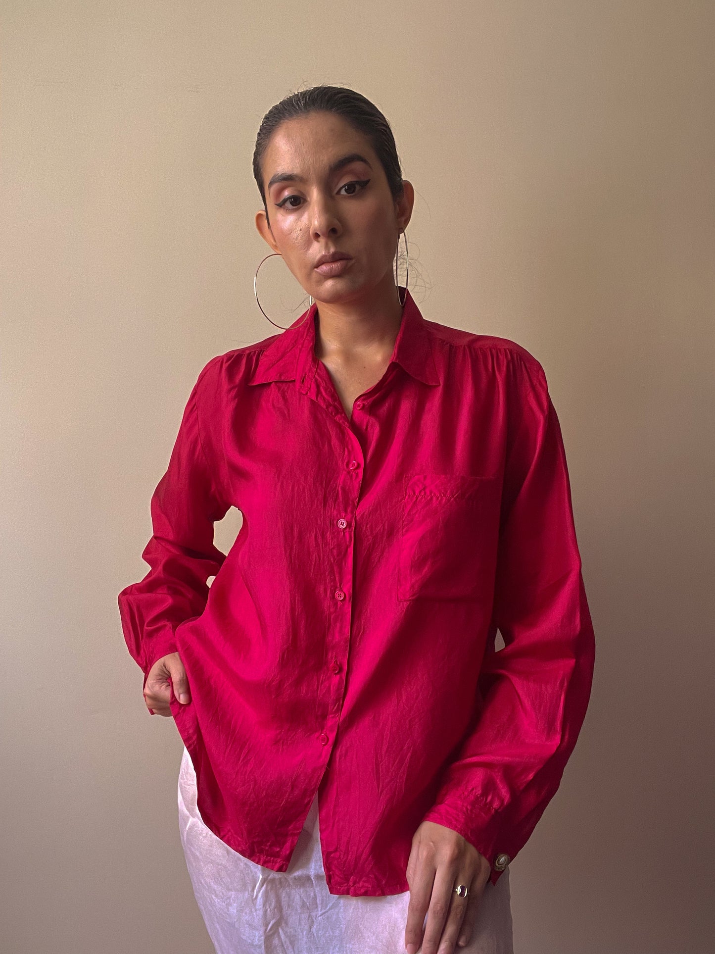 Vintage Relaxed Cufflink Shirt in Silk