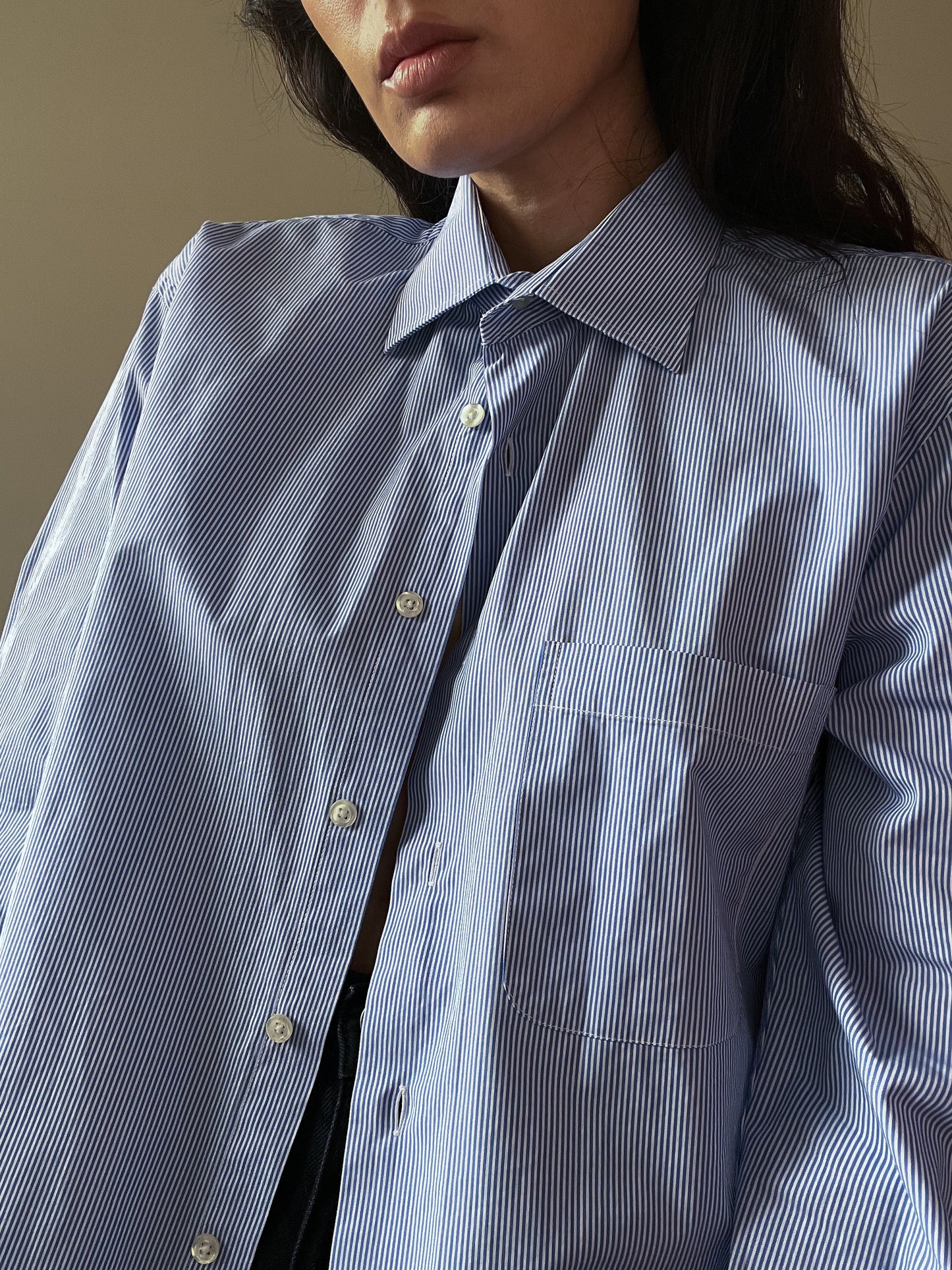 Vintage Brand Barneys New York Blue Cotton Stripe Shirt