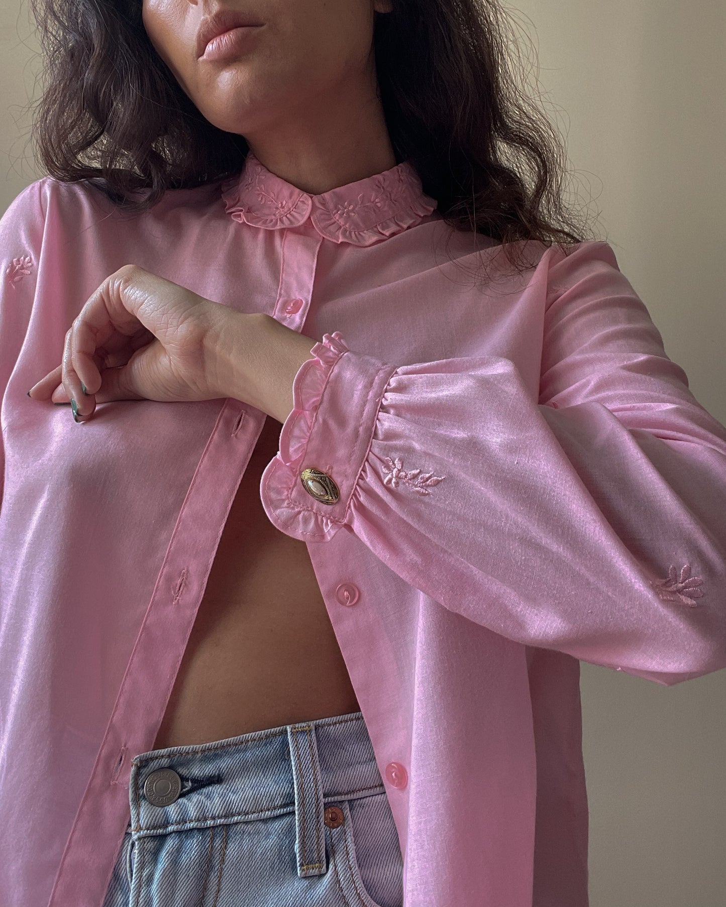 Vintage Pink Tailored Cufflink Shirt in Cotton