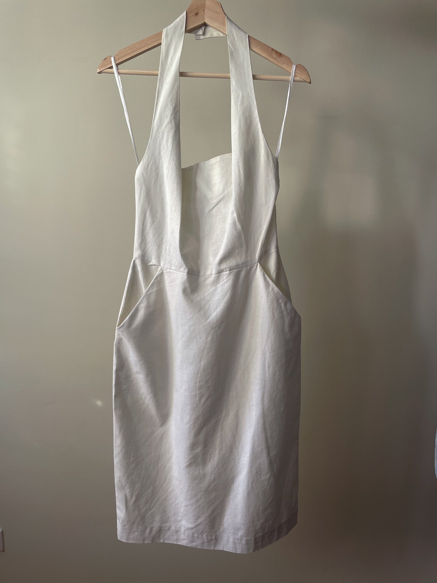 Vintage Designer Cathy Hardwick White Linen Blend Dress