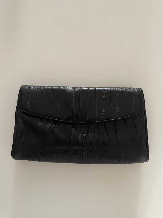 Vintage Black Leather Clutch Bag