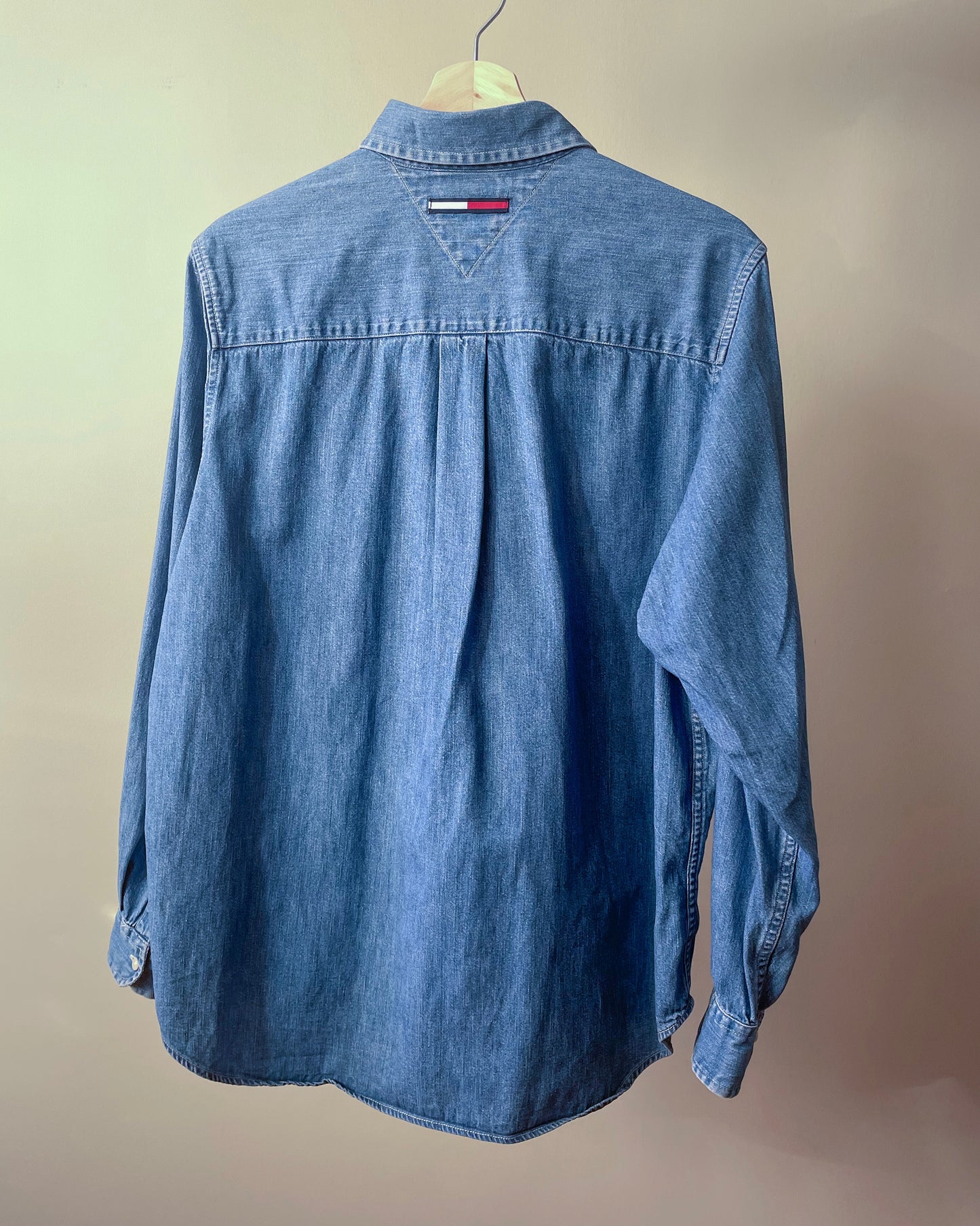 Vintage Designer Tommy Hilfiger Cotton Blue Chambray Shirt