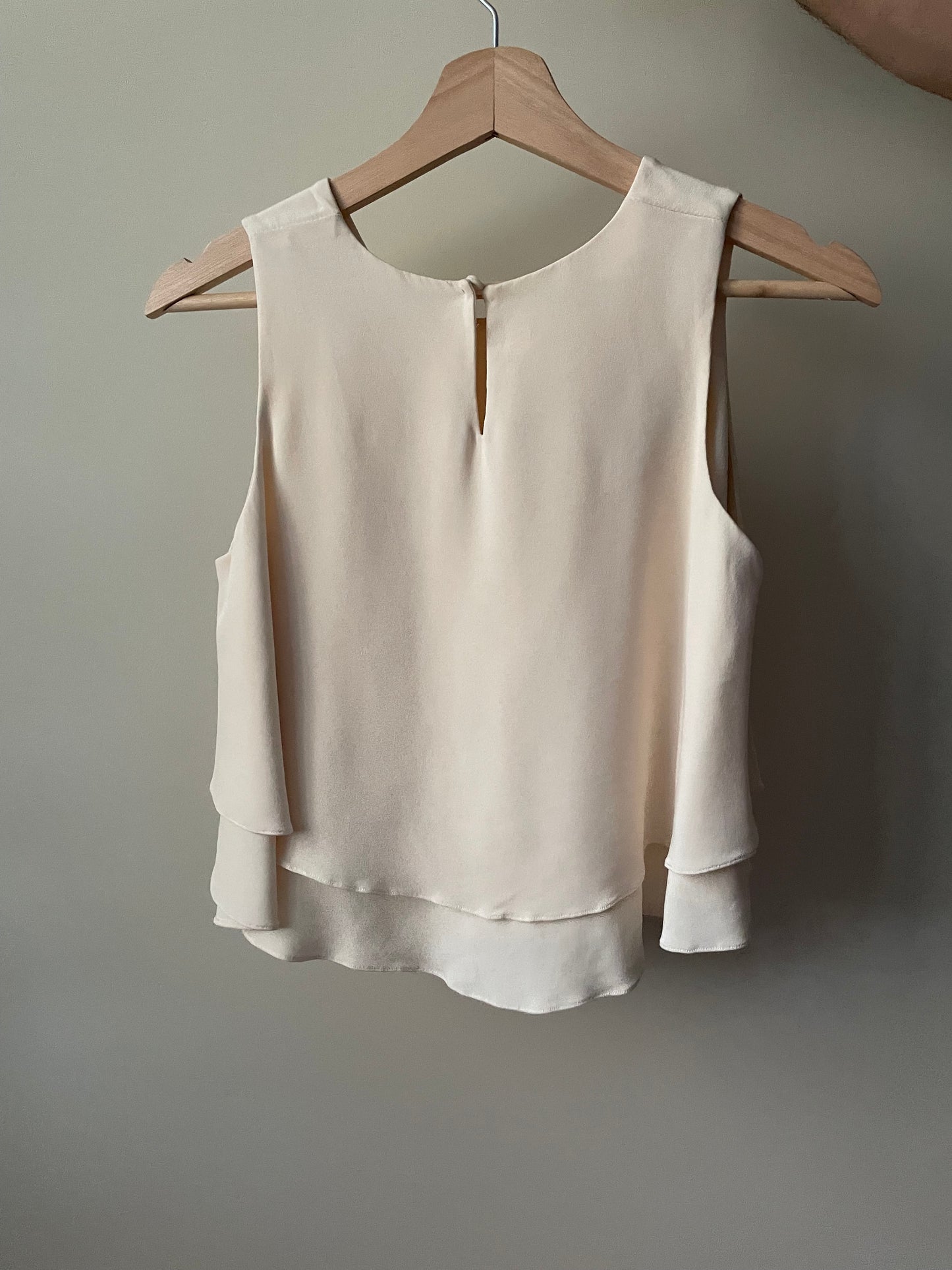 Upcycled Cream Silk Peplum Top