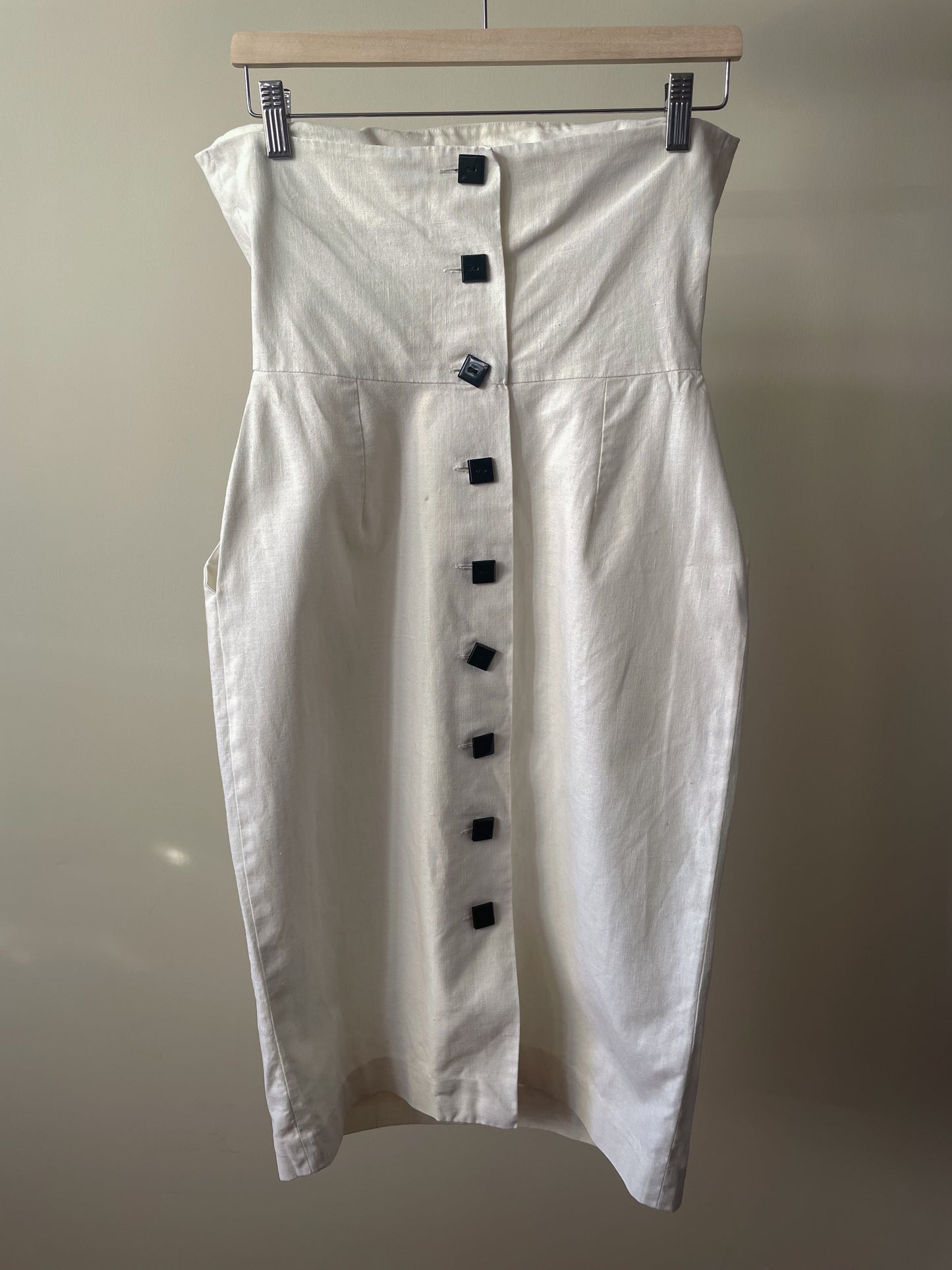 Vintage Designer Cathy Hardwick White Linen Blend Dress