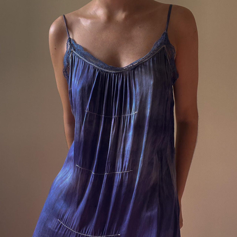 Vintage Hand Dyed Silk Slip Purple Dress