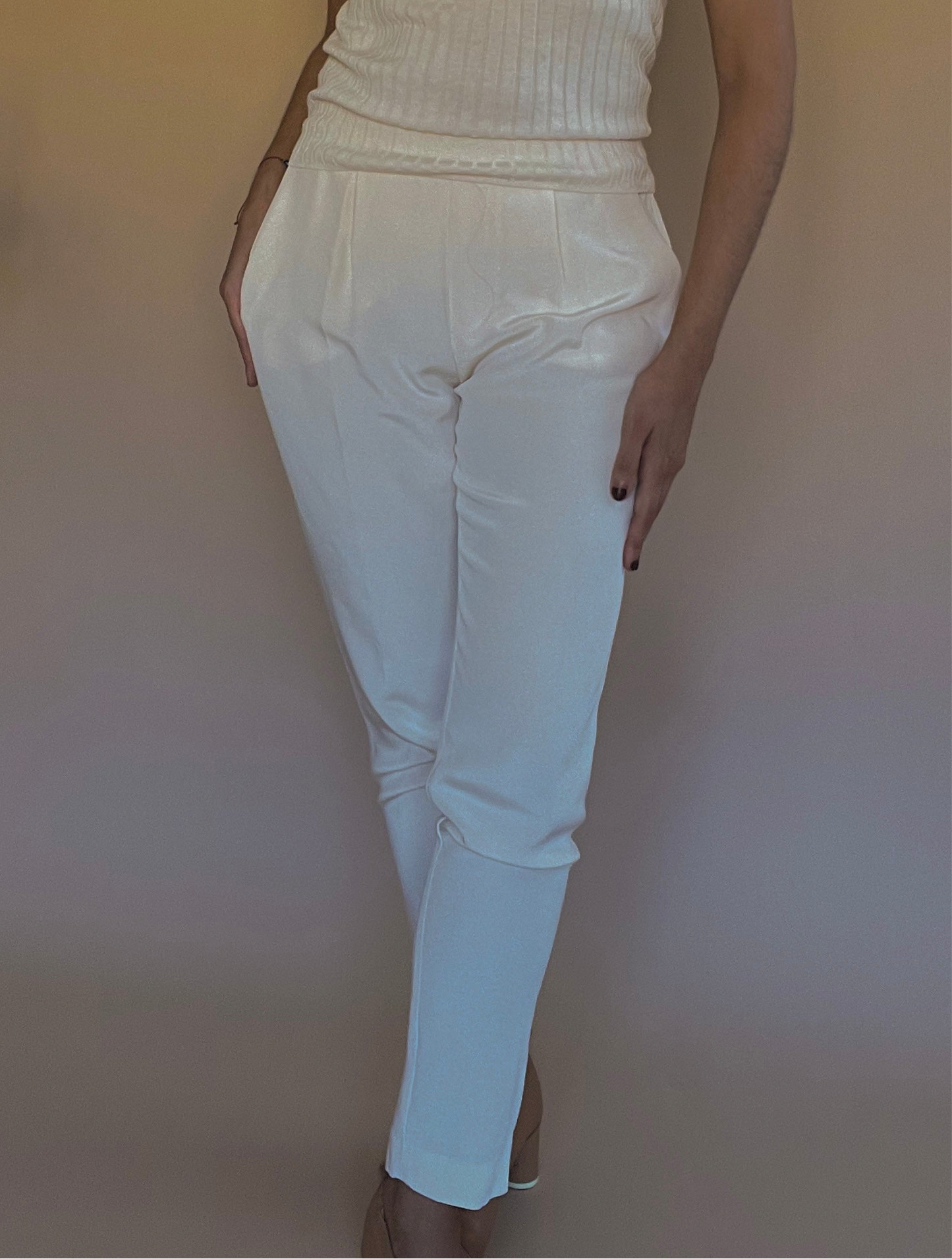 Upcycled Cream Silk Jogger Pant