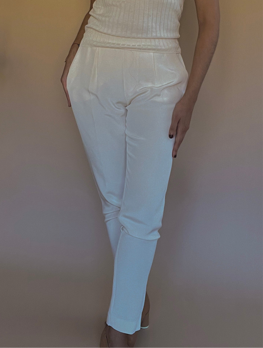 Upcycled Cream Silk Jogger Pant