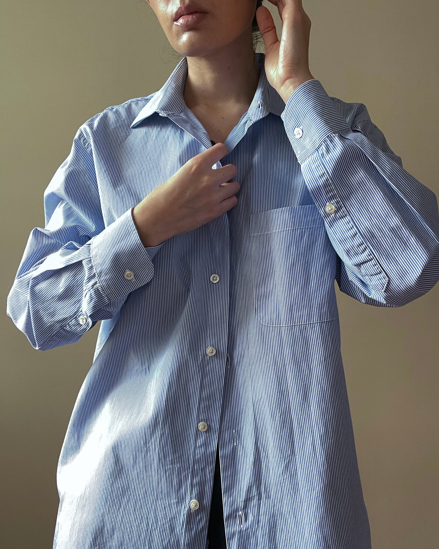 Vintage Brand Barneys New York Blue Cotton Stripe Shirt