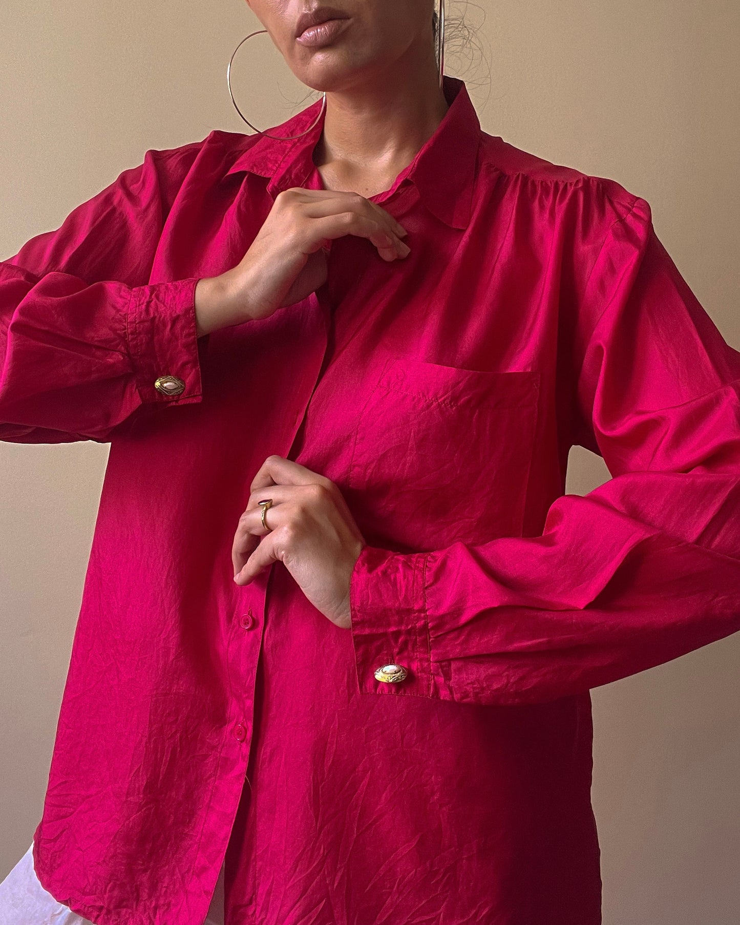 Vintage Relaxed Cufflink Shirt in Silk