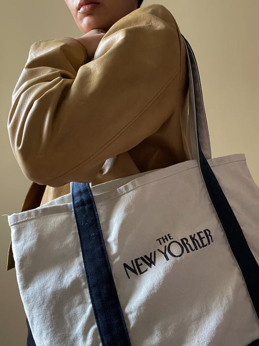 Vintage Blue New Yorker Canvas Cotton Tote Bag