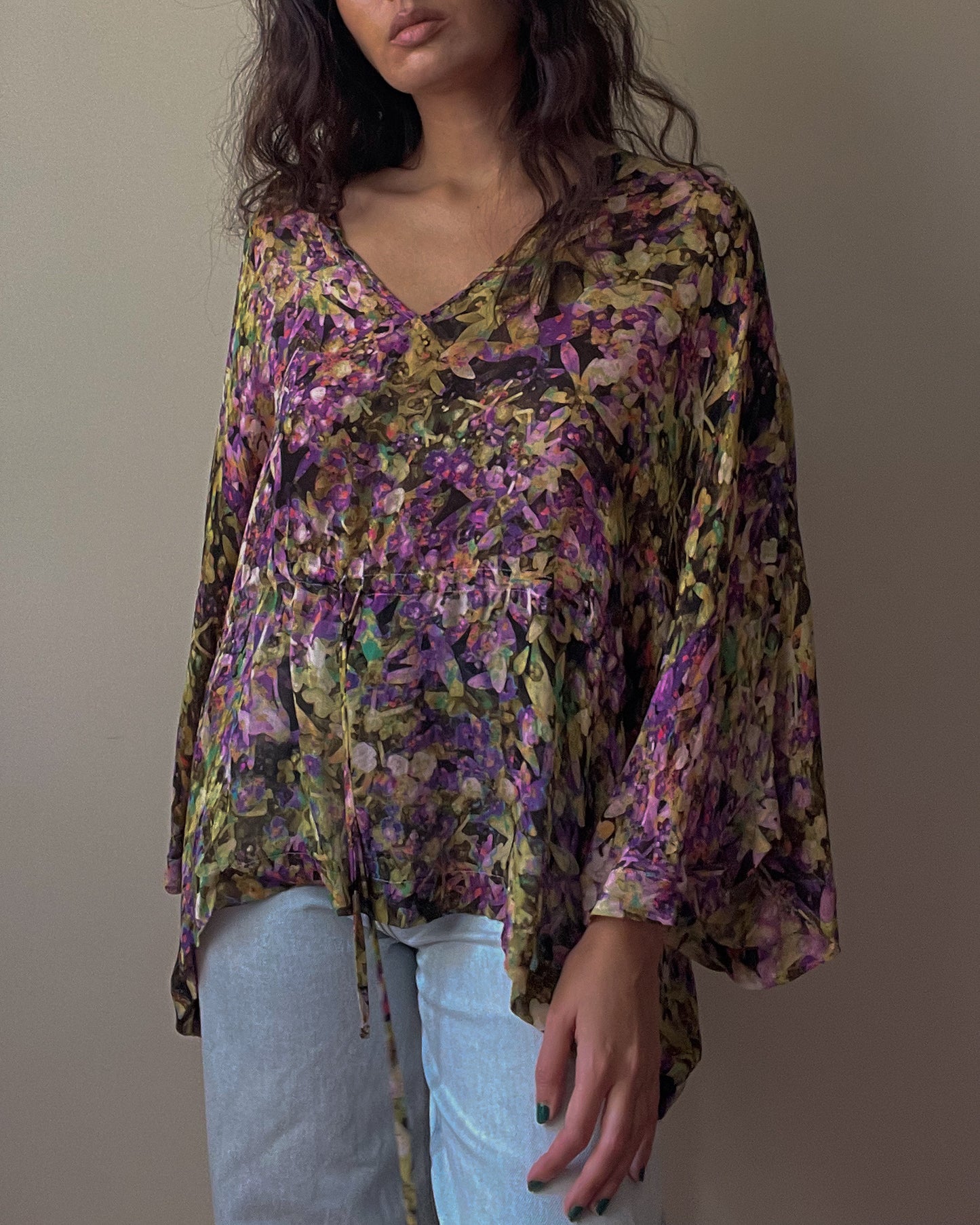 Preloved Designer Roberto Cavalli Silk Multicolor Boho Top