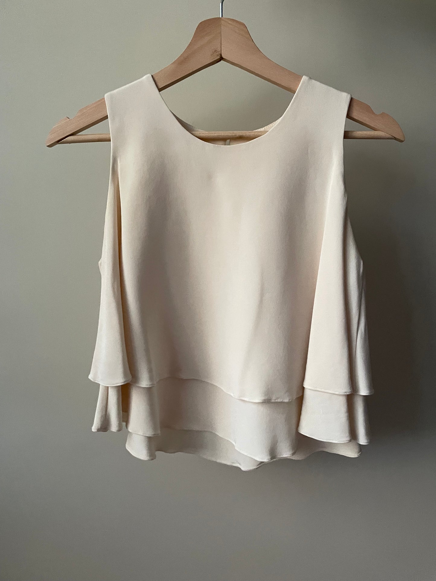 Upcycled Cream Silk Peplum Top