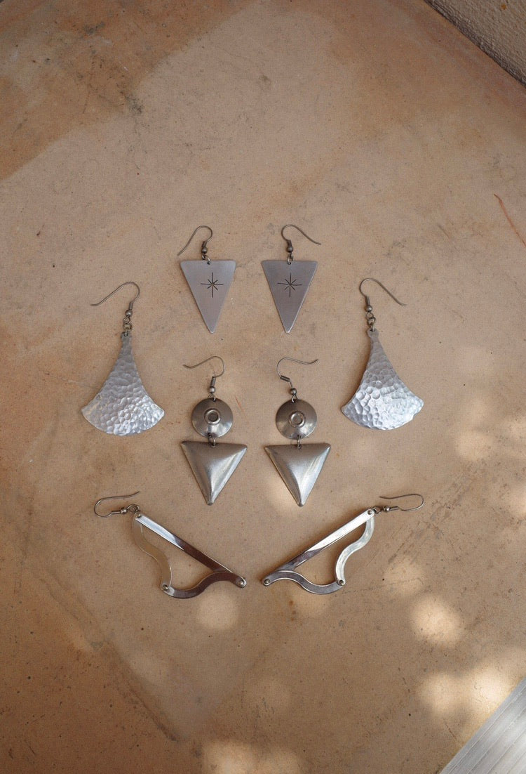 Vintage Chilean Silver Geometric Earrings